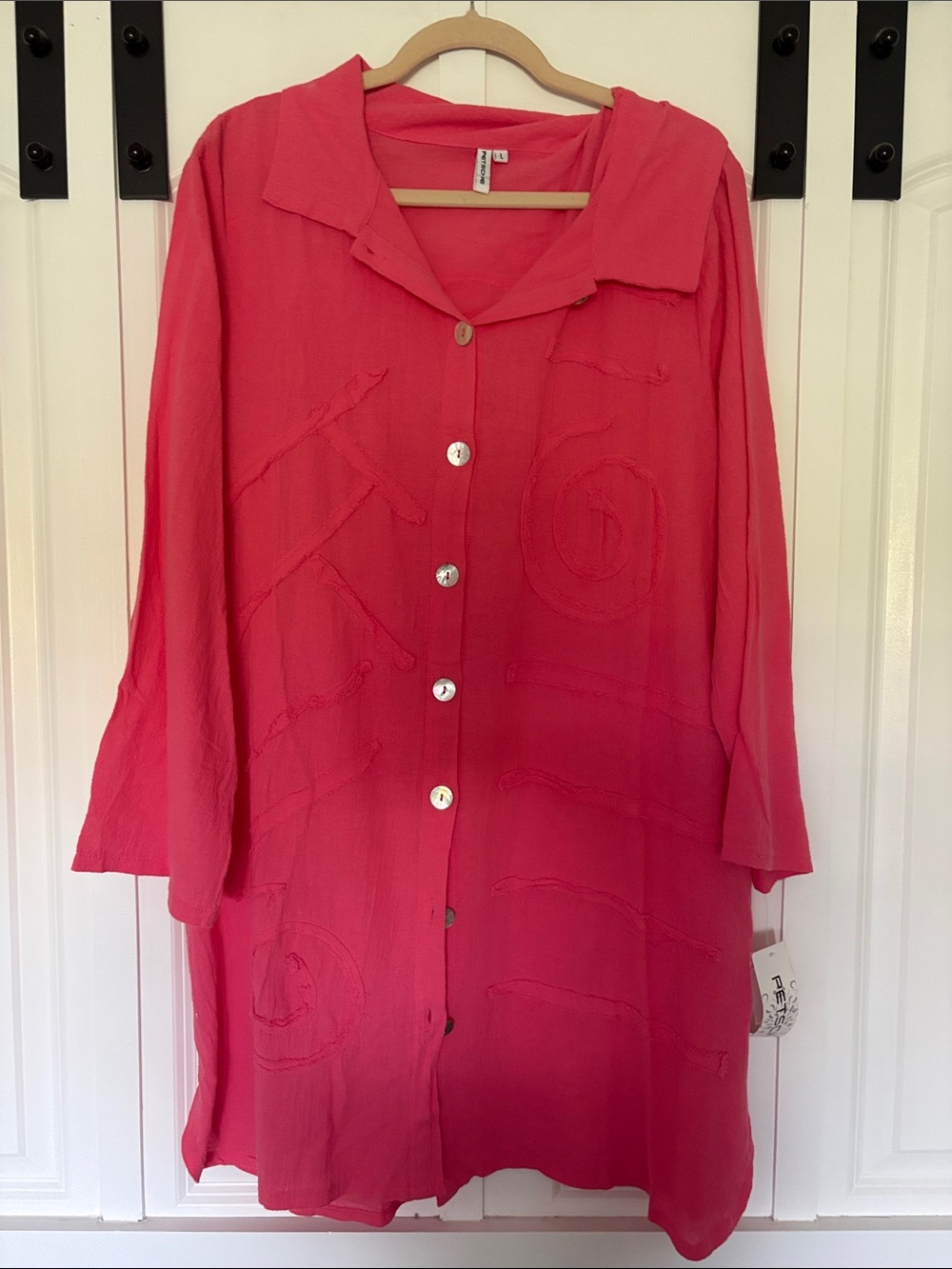Hot Pink Button-Front Tunic Jacket